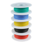 BOJACK 22 AWG Flexible Silicone Wire Electric Wire Hook up Wire Kit 300V Cables with Plus 20 φ3mm Heat Shrink Tubings and a Mini Wire Stripper(5 Colors 19.69Ft Each Color, 22AWG)