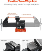 VEVOR Bench Vise, 5.5" Jaw Width, 5.5" Max Jaw Opening Multipurpose Vise with 360° Swivel Locking Base, 2.8" Throat Depth, Heavy Duty Ductile Iron Workbench Vise, Two-Way Jaws for Clamping Round Pipes