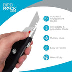 INTERNET'S BEST Premium Utility Knife | Retractable Box Cutter with Rubber Handle | Heavy-Duty Cutting for Cardboard, Carpet, Plastic | Retractable Blade | Includes 1 Razor Knife & Extra Blades
