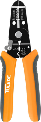 3 In 1 Wire Stripper Tool, 7.5 Inch Wire Stripper/Cutter/Crimping Tool for 10-20 AWG Solid and Stranded Wires, Come with Safety Lock & Invisible Spring, Made of 65Mn for Durability