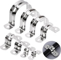 Glarks 50Pcs M8 Pipe Strap Clamp, 304 Stainless Steel 2 Hole Strap Heavy Duty Rigid Pipe Strap U Bracket Tube Strap Cable Clamp Hanger Tension Tube Clip for Pipe Tube Cable Fixing (25mm (1"))