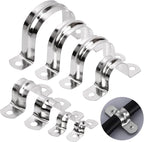 Glarks 50Pcs M8 Pipe Strap Clamp, 304 Stainless Steel 2 Hole Strap Heavy Duty Rigid Pipe Strap U Bracket Tube Strap Cable Clamp Hanger Tension Tube Clip for Pipe Tube Cable Fixing (45mm (1-3/4"))