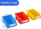 Small parts organizer hardware storage bins tool organizer plastic stackable storage bins for screws,bolts,drivers(Blue,Pack of 6)