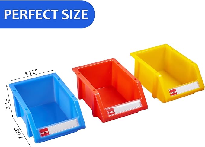 Small parts organizer hardware storage bins tool organizer plastic stackable storage bins for screws,bolts,drivers(Blue,Pack of 6)