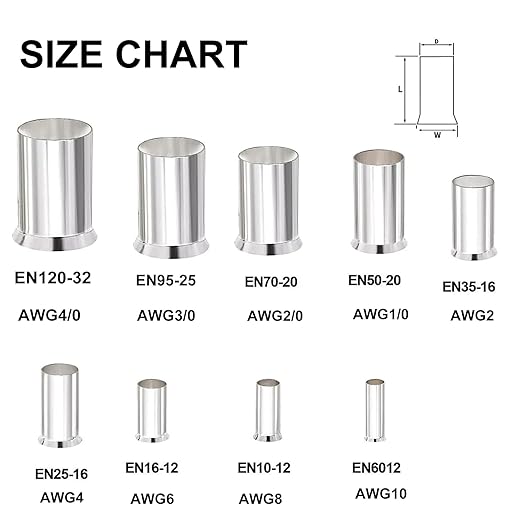 200Pcs Wire Ferrules Kit AWG10 Tinned Copper Crimp Connector Non Insulated Electrical Cable Pin Cord End Terminal Assortment Kit for Electric Connectors (EN6012