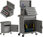 5 Drawer Tools Chest, Tool Cabinet with Universal Lockable Wheels，Tool Box with Detachable Top Box for Workshop (Gray)