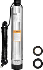 WASSERMANN 4" Septic Pump Water Submersible Effluent/Cistern Bottom Suction Pump with 33FT Cable,3/4HP,115V/60HZ,32GPM,174FT Head,Stainless Steel Septic pump for septic tank
