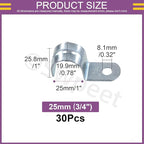 Swpeet 30Pcs 1"(25mm) Zinc Plated One Hole EMT Pipe Strap Kit, Pipe Straps U Bracket Tube Strap Pipe Clamp 1 Hole Snap On Pipe Strap Conduit Clamps Tension Clips for Fixing EMT Conduit Pipe