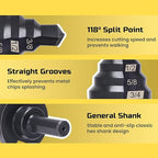 Lichamp Step Drill Bit for Metal Sheet Heavy Duty, Genuine M2 HSS Step Up Down Drill Bit Stepper Unibit for Steel Hole, 10 Sizes from 1/4 to 1-3/8 inches