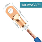 8PCS Battery Cable Ends, 1/0 Gauge Wire Connectors 3/8 Copper Wire Lugs, Bare Copper Eyelets with Heat Shrink Tubing by HOUSUN