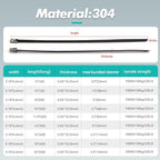 Metal Zip Ties Black 4 inch 304 Stainless Steel Epoxy Coated Locking Cable 220LB 100mm 100pcs Heavy Duty Exhaust Wrap Multi Purpose Binding for machinery, vehicles, farms, cables, pipes,Fence