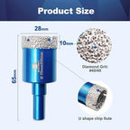 Dry Diamond Core Drill Bit Set,BRSCHNITT 2pcs/Pack 1 1/8 Inch (28mm) Diamond Hole Saw Core Drill Bit with Triangle Shank for Porcelain Tile Ceramic Stone Granite Marble