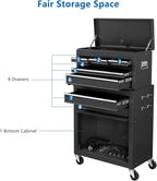 TUFFIOM 8-Drawer Rolling Tool Chest, Tool Storage Cabinet w/Lockable Wheels, Detachable Top, Drawers & Side Hooks, Mechanic Tool Organizer Box for Garage Warehouse Repair Shop