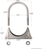 Heavy Duty 2.75" (2 3/4 Inch) Universal Stainless Steel U-Bolts Clamps with Saddle Flange for Exhaust Tail Pipe