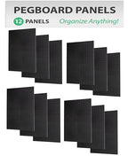 WallPeg Pegboard Panels Garage Organization - 12 ea (24"x16") Black Peg Board Panel Set - (PB-1-B) Tool Organizer, Crafts, Shop, Home, Office, Wall Storage Kit