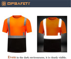 High Visibility Shirts Quick Dry Safety T Shirts with Reflective Strips and Pocket Short Sleeve Mesh Hi Vis Construction Work Class 2 Shirt for Men/Women Black Bottom Orange,6XL
