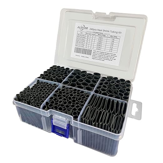 Heat Shrink Tubing Kit - 3:1 Ratio Adhesive Lined, Marine Grade Shrink Wrap Industrial Heat-Shrink Tubing - 240 PCS
