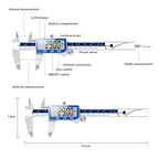 Qfun Digital Caliper, 0-6inch Caliper Measuring Tool Extreme Accuracy IP54 Waterproof Electronic Vernier Caliper Stainless Steel Digital Micrometer with Extra Large LCD Screen