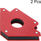 HARFINGTON 2pcs Welding Magnets 77.16 lbs Magnetic Welding Clamp Holder Iron Spray Paint Arrow-Shaped Tool 45, 90, 135 Degree with Center Hole for Fixed Angles, Red