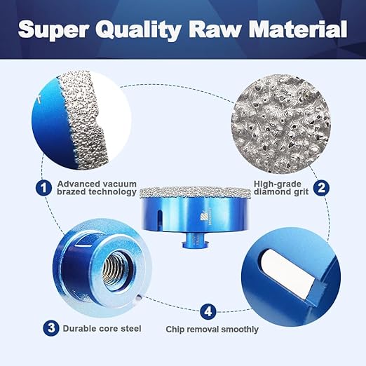 6 Inch Diamond Core Drill Bit for Porcelain Tile Ceramic Marble Granite Drilling,BRSCHNITT 2pcs Vacuum Brazed Diamond Hole Saw with 5/8-11 Thread (152mm 2pcs)