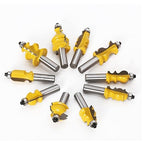 10PCS Architectural Molding Router Bit Set 1/2 Shank Casing Base CNC Line Handrail Woodworking Cutters Face Mill Woodworking Chisel Cutter Milling Tool