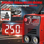 Stick Welder 250A Welding Rods 16 Inches Gloves Welding Machine, Super MINI Welder Portable Hammer, IGBT Inverter Welder Machine 110V, Beginner Hobbyists Home Repairs DIY Projects (Red)