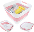 Wash Basin for Baby Bottles, Foldable, Versatile Wash Tub for Kitchen, RV, Outdoor Camping Sink, Sturdy & Easy to Clean, Space Saving Plastic Dish tub (Pink)