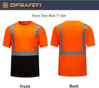 High Visibility Shirts Quick Dry Safety T Shirts with Reflective Strips and Pocket Short Sleeve Mesh Hi Vis Construction Work Class 2 Shirt for Men/Women Black Bottom Orange,4XL