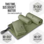 VENTURE 4TH Quick Dry Towel. Microfiber Travel Towel Ideal for Camping, Hiking, Backpacking, Gym. Lightweight & Fast Drying Travel Towels for Body. Compact & Easy to Pack - Army Green Extra Large