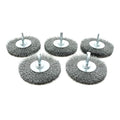 Benchmark Abrasives 3" Mounted Crimped Wire Wheel for Cleaning deburring on Cast Iron, Steel, Titanium, Nickel, 1/4" Shank for Rotary Tools (5 Pack) - Carbon Steel