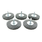 Benchmark Abrasives 3" Mounted Crimped Wire Wheel for Cleaning deburring on Cast Iron, Steel, Titanium, Nickel, 1/4" Shank for Rotary Tools (5 Pack) - Carbon Steel