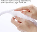 1/2" x 10ft Black/White Cable Sleeve - Protects Cords from Pets & Organizes Wires - Modern Style - Polyester Material - Flame Retardant - Easy to Use & Cut(White, 1/2"-10ft)