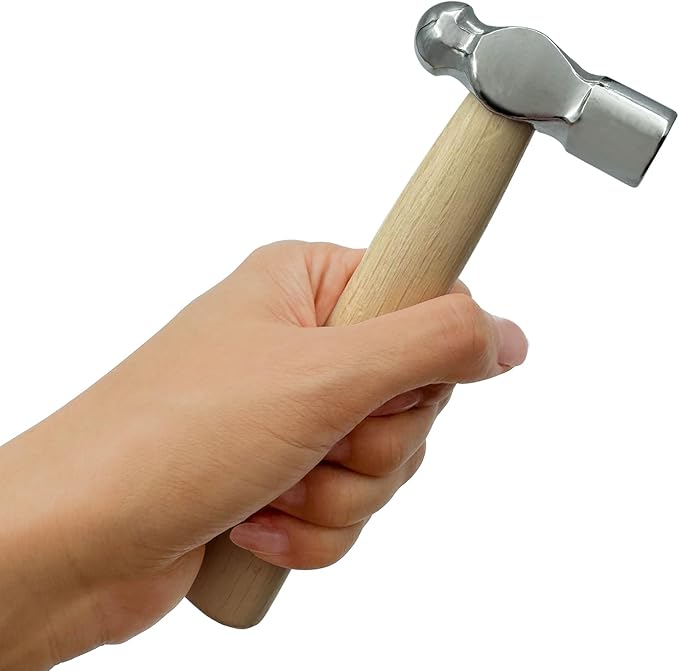Mini Wooden Handle Round Head Hand Hammers,1 PCS Reinforced Ball Hammer,Round Head Wooden Handle,Escape Tool Hand Hammer for Prying Nails,Woodworking,Repairing,DIY