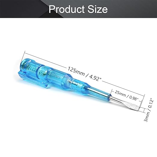 Fielect Voltage Detector Pen Test Screwdriver Steel Batch Screwdriver Test Pencil JRDB-107 AC/DC 100-500V Blue Clear 1pcs