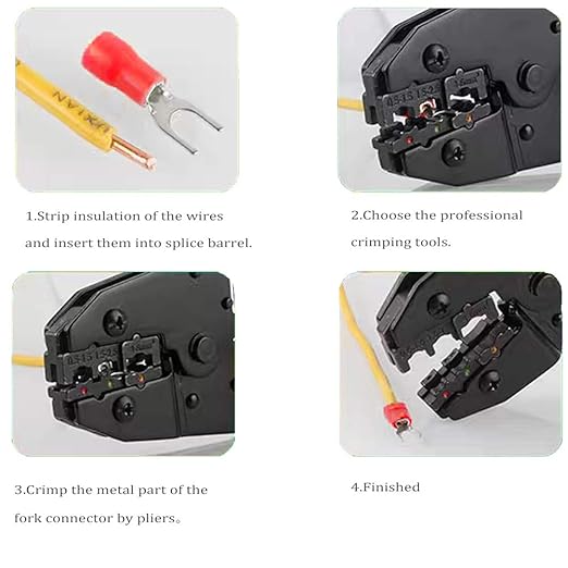 500 Pcs Insulated Fork Spade Wire Connector #8 U-Type Electrical Crimp Terminals 22-16 AWG- Red
