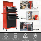 13 Drawers Tool Chest with Wheels,Large Capacity Tool Storage Cabinet with Tool Box, Locking Mechanical Tool Cart with Liner,Suitable for Garages, Warehouses-Black&Red