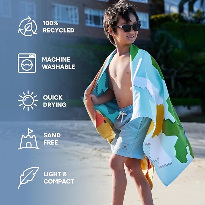 Dock & Bay Quick Drying Towel - for Sports & Gym - Compact, Lightweight - 100% Recycled - Includes Bag - Build-A-Beach, Medium (130x70cm, 51x27)
