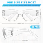 WFEANG Safety Glasses (Bulk 100-Pack) - Eye Protection Glasses with ANSI Z87.1, Scratch & Impact Resistant Protective Eyewear for Work, Lab, Construction