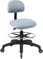 Chair Master FSS Series Square seat (20"-28") seat Height Chair. Vinyl-for Office, Garage, Desk, Shop, Computer, Doctor, Medical, Easy to Clean! 18" Footring (Gray, Mid Stool, Rubber Roller Casters)