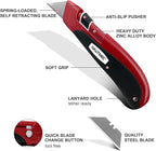 HAUTMEC High Safety Utility Knife, Self-retracting Box Cutter with Double Safety Mechanism - Automatic Blade Retraction After Cuts & Self-retraction by Release Push Button – HT0195