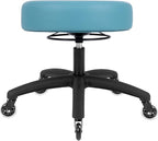 Chair Master 17" Round Vinyl Fabric Stool, Table Height, 360 deg Level Activation, Heavy Duty, Lab, Medical, Garage, Home, Spa, Cleanroom (Rubber Roller, Aqua)