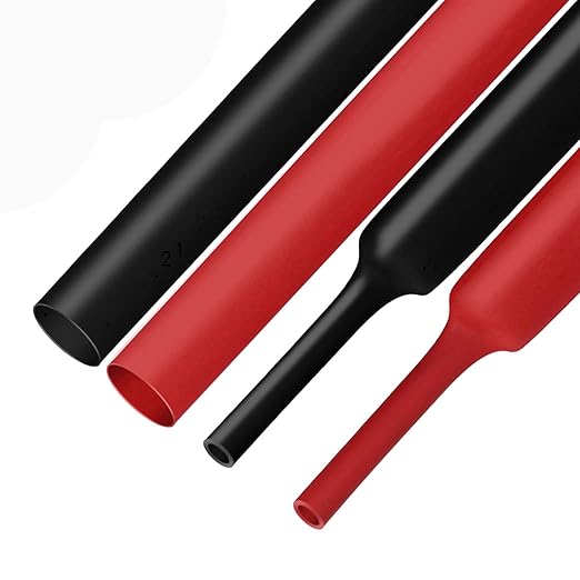 XHF Black&Red 1-1/2 Inch 8Ft 3:1 Waterproof Heat Shrink Tubing Roll Marine Grade Adhesive Lined Heat Shrink Tube, Insulation Sealing Oil-Proof Wear-Resistant