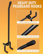 INCLY 60 Pack 6 Inch Black Pegboard Hooks, 1/4" Heavy Duty Peg Board Shelving Hooks Accessories, Peg Board Tool Hangers Only Fit 1/4" Pegboard Hanging Tools Garage, Craft Organizing, Kitchen, Store