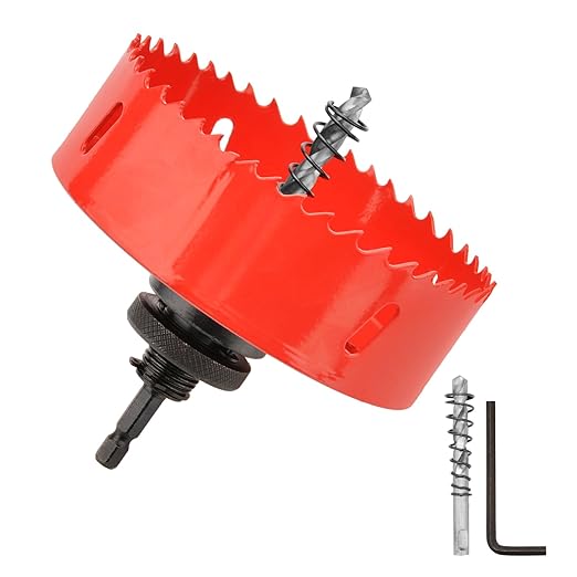 Hole Saw Heavy Duty bit Hex Shank,Hole Saw HSS with Arbor Bi-Metal & Heavy Duty Hole Saw Cutter for Wood Corn Hole Boards Plastic Drywall (φ86)