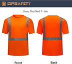 High Visibility Shirts Quick Dry Safety T Shirts with Reflective Strips and Pocket Short Sleeve Mesh Hi Vis Construction Work Class 2 Shirt for Men/Women Orange,5XL
