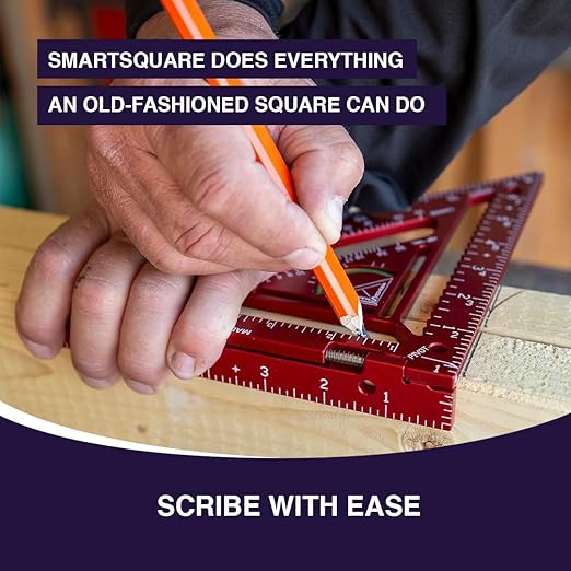 7.5" Advanced Carpenter Square w SmartBubble - Jig Block - Accurate Flatwork - Repetitive Markings (Ambush)