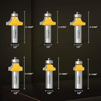 CSOOM Roundover Router Bit Set, Edge Forming 6 pcs 1/2 inch Shank,1/8", 1/4",5/16'', 3/8",7/16'',1/2'' Bearing Guide for Rounding Edge bit