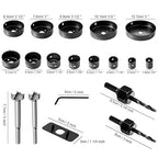 Hole Saw Set, 22PCS Hole Saw Kit with 3/4" to 5" (19mm-127mm) 13Pcs Saw Blades, Mandrels, Installation Plate, Drill Bits, Hex Key with Storage Box, Ideal for Soft Wood, Plywood, Drywall, PVC
