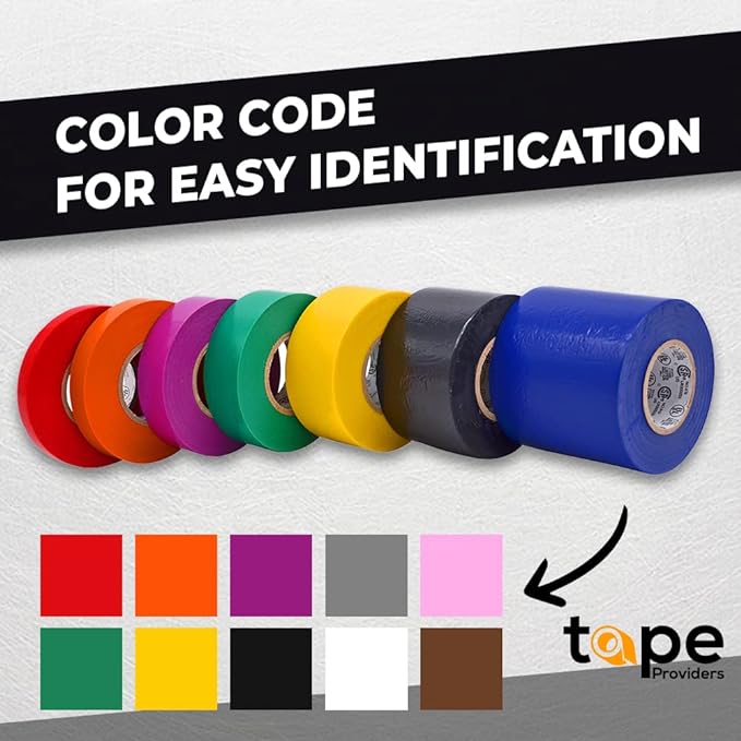 WOD ETC766 Professional Grade General Purpose Black Electrical Tape UL/CSA Listed core. Vinyl Rubber Adhesive Electrical Tape: 2 inch X 66 ft. - Use at No More Than 600V & 176F (Pack of 10)