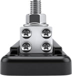 600A Heavy-Duty Bus Bar Nickel Plated Copper Distribution Terminal Block with Cover 4 M10 (3/8 in) Studs & 8 Screws Buss Bar for Solar RV Marine Car Audio 12-48V DC Battery System